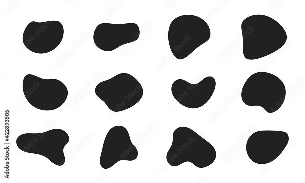 Poster 12 modern liquid irregular blob shape abstract elements graphic flat style design fluid vector illus