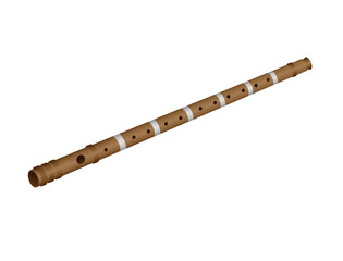A wooden flute with a hole in the shape of a tube © Khusnul
