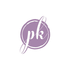 PK Initial handwriting logo vector - obrazy, fototapety, plakaty