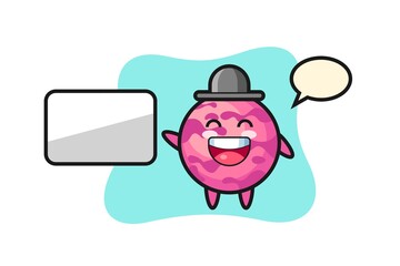 ice cream scoop cartoon illustration doing a presentation