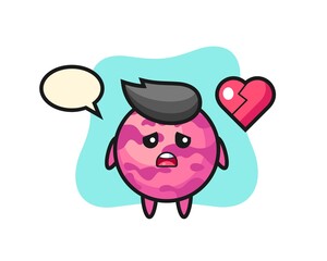 ice cream scoop cartoon illustration is broken heart