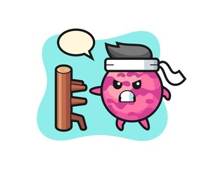 ice cream scoop cartoon illustration as a karate fighter