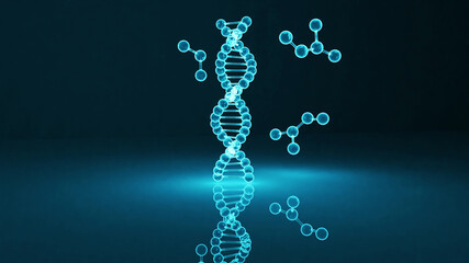 3d rendering of dna molecules with abstract