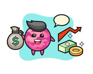 ice cream scoop illustration cartoon holding money sack
