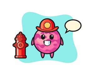 Mascot character of ice cream scoop as a firefighter