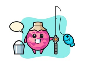 Mascot character of ice cream scoop as a fisherman