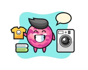 Fototapeta premium Mascot cartoon of ice cream scoop with washing machine