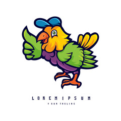 Bird cartoon logo mascot design illustration