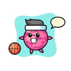 Illustration of ice cream scoop cartoon is playing basketball