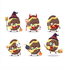 Halloween expression emoticons with cartoon character of brown easter egg