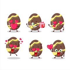 Brown easter egg cartoon character with love cute emoticon