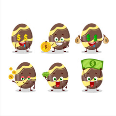 Brown easter egg cartoon character with cute emoticon bring money