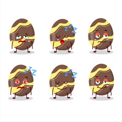 Cartoon character of brown easter egg with sleepy expression