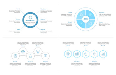 Set of infographic illustrations for presentations. Presentation, flyer, annual report, book, brochure, flyer template design.