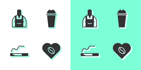 Set Coffee Lovers, Barista, Cigarette and Milkshake icon. Vector