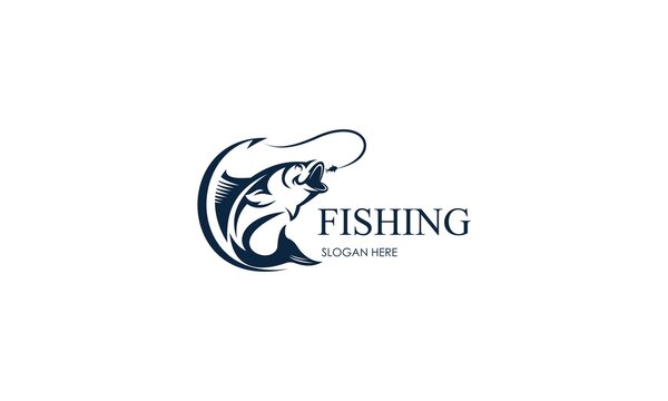 Vintage fishing logo template, uniqe fishing logo