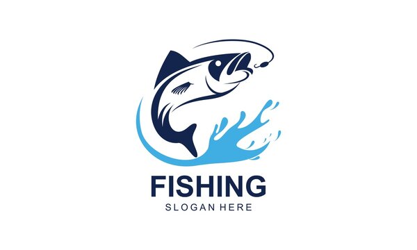 Vintage fishing logo template, uniqe fishing logo