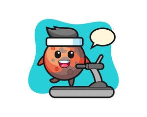 mars cartoon character walking on the treadmill
