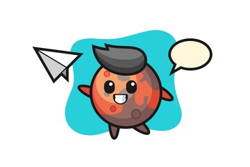 mars cartoon character throwing paper airplane
