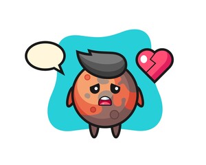 mars cartoon illustration is broken heart