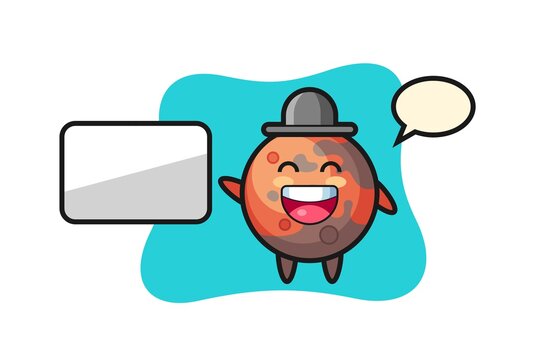 mars cartoon illustration doing a presentation