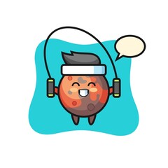 mars character cartoon with skipping rope 