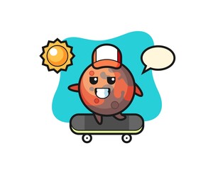 mars character illustration ride a skateboard