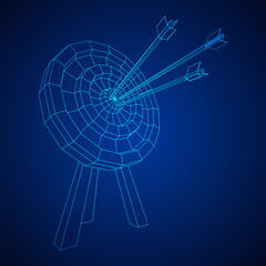 Archery target. Arrows hit round target goal concept