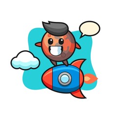 mars mascot character riding a rocket