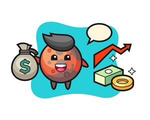 mars illustration cartoon holding money sack