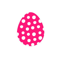 Pink Vector Easter egg with circles polka dot pattern isolated on a white background