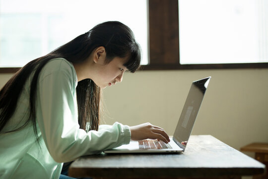 Girl Learning with PC