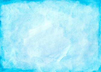 Hand painted aquarelle sky and clouds, abstract gradient watercolor background, paper texture