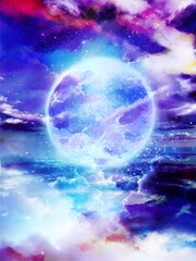 Landscape of beautiful night sky reflecting in the sea	