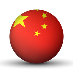Glass light ball with flag of China. Round sphere, template icon. Chinese national symbol. Glossy realistic ball, 3D abstract vector illustration highlighted on a white background. Big bubble