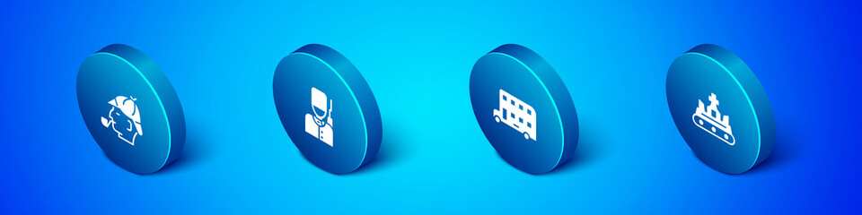 Set Isometric Sherlock Holmes, Double decker bus, British crown and soldier icon. Vector