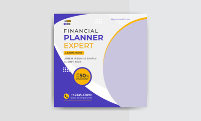 Financial planner expert social media post layout banner & square flyer template