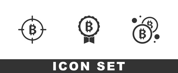 Set Bitcoin in the target, and icon. Vector