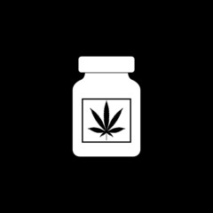 Bottle with medical marijuana icon isolated on dark background