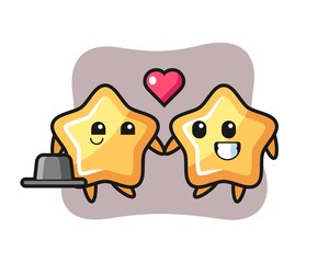 star cartoon character couple with fall in love gesture