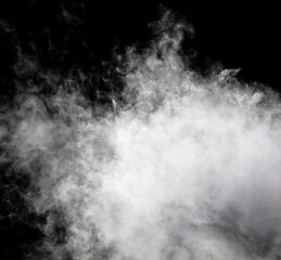 White smoke on a black background. Texture