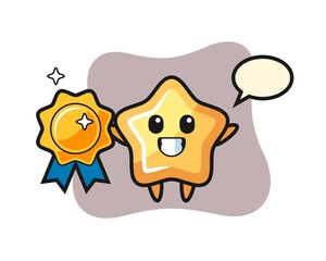 star mascot illustration holding a golden badge