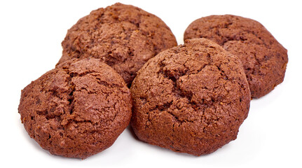 Chocolate cookies, isolated on white background. High resolution image