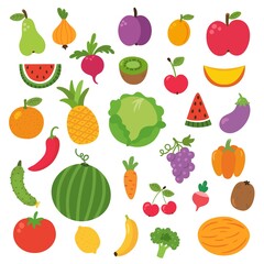 vector fruit set on white background for kids