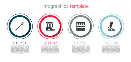 Set Medieval spear, Parthenon, Ancient Greek pattern and Hermes sandal. Business infographic template. Vector