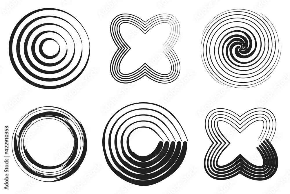 Leinwandbilder circular, radial element shape set vector image