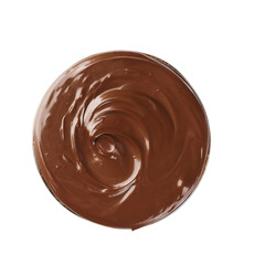 Bowl of tasty melted chocolate on white background