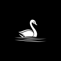 Swan simple icon isolated on dark background
