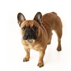 Cute french bulldog puppy on white background.