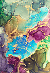 Alcohol ink art.Mixing liquid paints. Modern, abstract colorful background, wallpaper. Marble texture.Translucent colors
